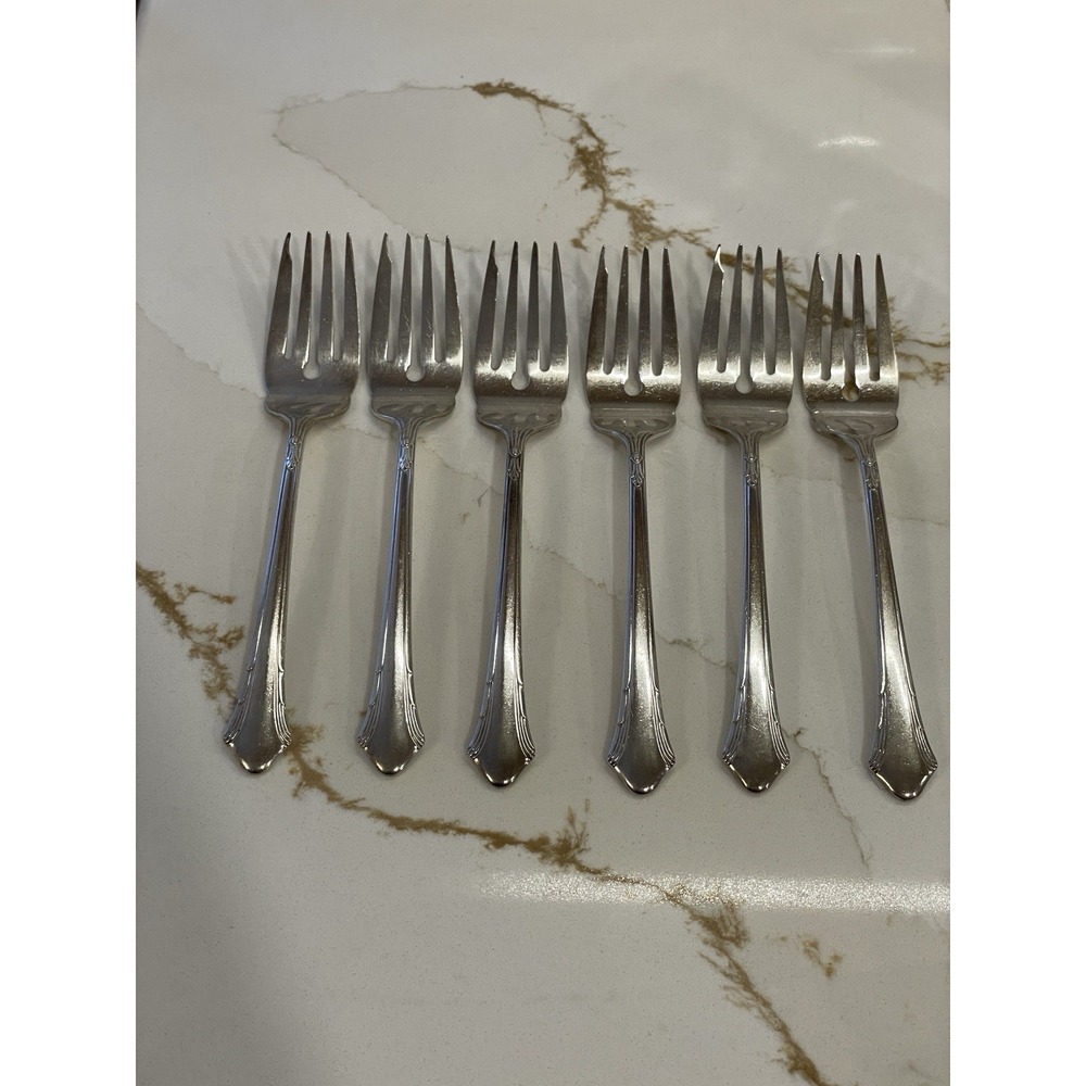 Vintage Gorham Lady Caroline Silver Plate Salad Dessert Forks Set of 6 1933‎